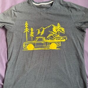 Ski Doo L Vintage Truck/ Snowmobile Graphic Gray T-Shirt
